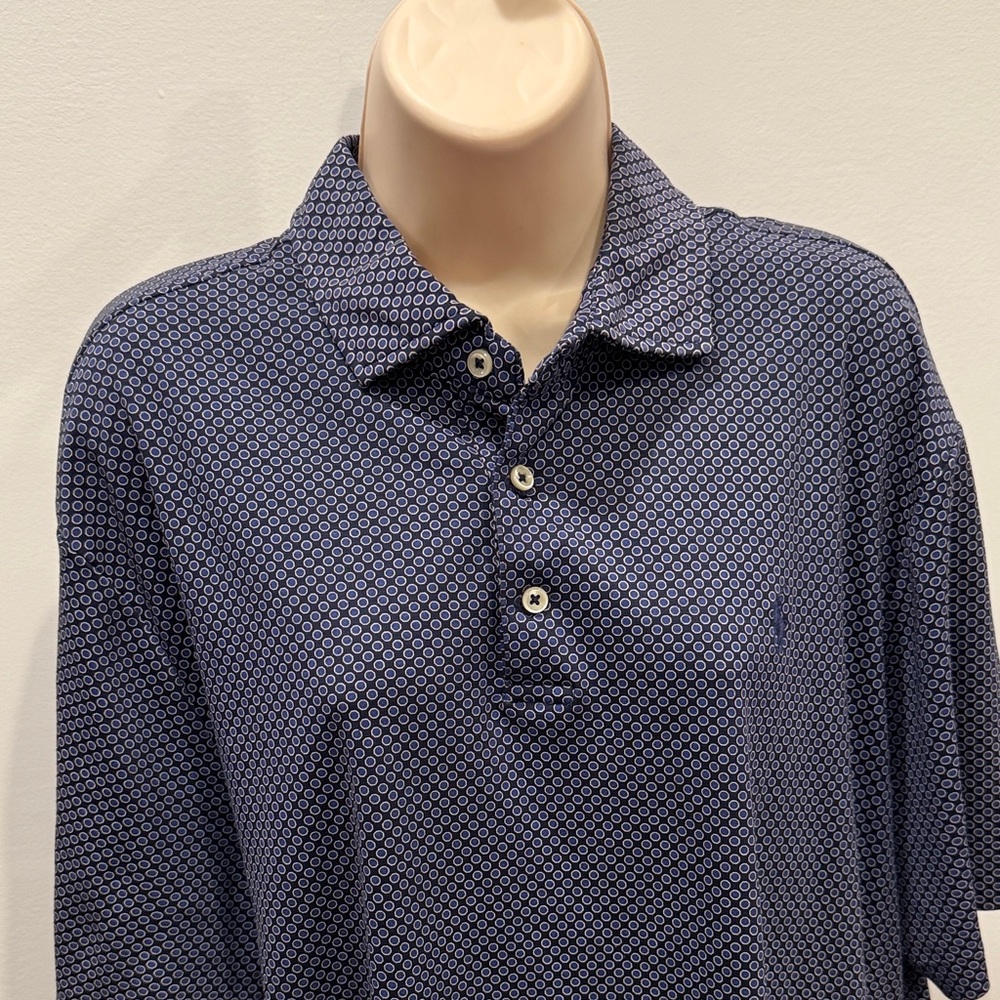 Polo by Ralph Lauren Navy Geometric Polo Men Size L Shirt Classic Fit Cotton